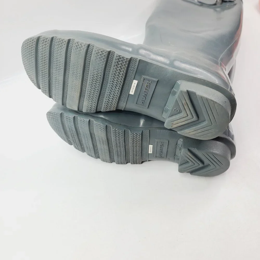 Hunter Men's Grey‎ Original Gloss Rubber Mid-Calf Tall Rain Boots Size US 7